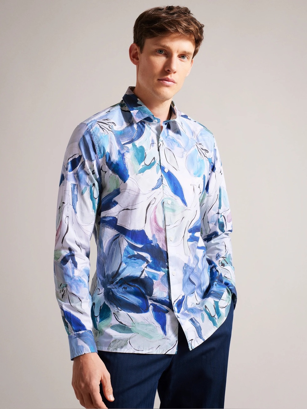 NWT Men’s Ted Baker Clunie Abstract Floral Shirt size 1  XS